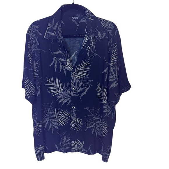 Mens’s Mondo Black Leaf Print Top XXL - Picture 1 of 3